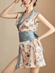 Ladies Fashion Simulated Silk Print Nightgown J1JX1447YML