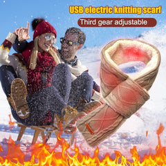 Fashion Electric Heated Winter Scarf Three Gear Regulation Electric Heating Neckerchief Collar for Indoor Outdoor Camping Hiking