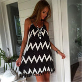 Bandage Backless Bodycon Dress Women Sleeveless Halter Summer Dress Snake Print Short Party Casual Striped Dress Sundress
