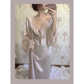 Sexy Sleepwear Night Wear Summer 2022 Home Clothes for Women Ladies Nightgown Lace Long Nightdress Sleepshirt Satin Slip Dress