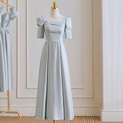 Satin bridesmaid dress female 2022 new autumn wedding small sisters group leader evening dress skirt gray