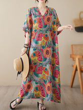 2023 الصيف الخامس الرقبة رقيقة القطن الكتان حجم كبير فستان نسائي فضفاض عطلة الرياح تنورة الشاطئ تغطي اللحوم رداء طويل