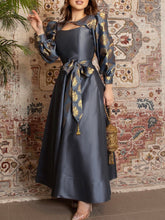 Satin Elegant Bronzing Tie Waist Dress