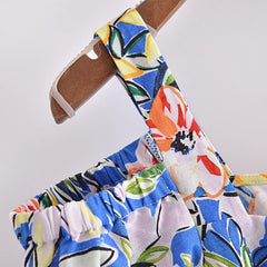 Women Floral Printed Boho Style Dress Puff Short Sleeve Off Shoulder Midi Dress Summer Beach Party Backless Sundress