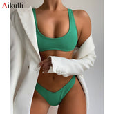 2021 New  Bikinis Swimsuit Women Solid Swimwear Summer Beach Swim Brazilian  Sets Padded Bather Bathing Suit Female