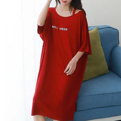 2019 summer plus size home casual dress women letter print sleepdress cotton short sleeve strapless nightdress sleepshirts lady