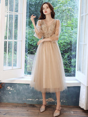 Best-selling new champagne evening dress elegant engagement dress host adult dress female bridesmaid dress small person looks thin