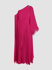 Rose Red Elegant Chiffon Hot Diamond Feather Dress