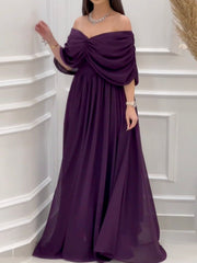 Purple Chiffon Elegant Bow Dress