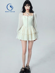 فساتين صيفية للنساء 2022 فستان حفلات بأكمام طويلة أنيق وأنيق تصميم نسائي بوهو للشاطئ فستان قطعة واحدة كوري أنيق غير رسمي