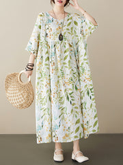 Simple middle-aged and elderly mothers' pastoral style elegant beach skirt pullover short-sleeved 2023 foreign trade dress female