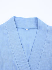 Crepe Cotton Robes Women's Pajamas Mini Bathrobe Lace Up Pajamas Muslin Women's Loungewear Solid Color Robes Women's Pajamas