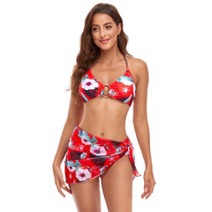 New European and American three-piece swimsuit wish triangle sub-system with halter neck foreign trade printing swimsuit