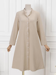 ZANZEA Spring Fashion Midi Shirtdress Stand Collar Long Sleeve Pure Cotton Dress Elegant Loose Sundress Ladies OL Work Vestidos