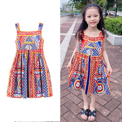 New D's skirt girls bohemian dress European and American style retro suspender skirt explosion style