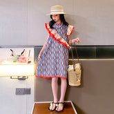 تنورة الفتيات الصيف الحرير الجليد القطن اللباس الصيف الملمس عالية الجودة البوهيمي نمط تنورة بولو صافي الأحمر