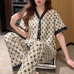 Women's summer pajamas short-sleeved summer thin cotton home service suit