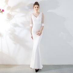 عرض ساخن فستان نخب العروس الجديد موضة مأدبة أحمر مثير تنورة حورية البحر النحيفة فستان سهرة الزفاف للنساء