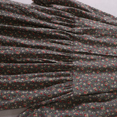 Mori girl floral dress with wooden ears mid-length literary casual half cardigan long-sleeved skirt