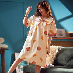Summer Cute Women Sleepwear M 5XL Nightgowns Home Wear Girls Sleep Lounge Nightgrowns Dress Home Clothing