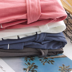 Cotton bathrobe, female nightgown, male sweat steaming suit, couple pajamas, summer long-sleeved thin yukata, absorbent bath suit, home service