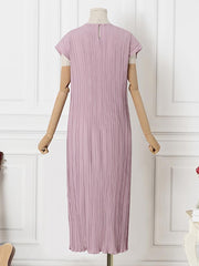 ZANZEA Women Elegant Dresses Solid Round Neck Short Sleeve Long Dress Fashion Holiday Casual Loose Ladies Vestido Plus Size