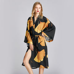 Women Satin robe Kimono Gown Lounge Oversized Bathrobe Long Sleeve Intimate Lingerie casual Bathrobe Sleepwear nightware dress party outside