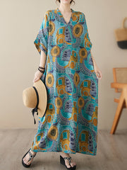 2023 الصيف الخامس الرقبة رقيقة القطن الكتان حجم كبير فستان نسائي فضفاض عطلة الرياح تنورة الشاطئ تغطي اللحوم رداء طويل