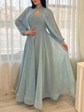 Light Blue Chiffon Elegant Waist Dress