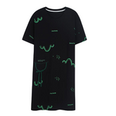Summer cotton nightdress women's short-sleeved pullover mid-length women's cotton home service thin section large size dress