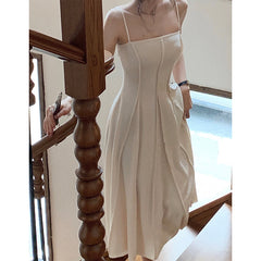 Strap Elegant Casual Midi Ladies Summer Dress Sleeveless Retro A-Line Party Tank Top Ladies Fashion Robe