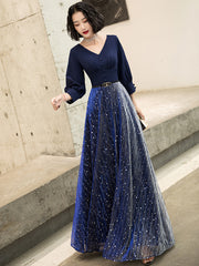 Ladies V-neck long-sleeved fashion party dress banquet evening dress holiday birthday dress