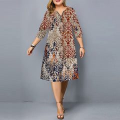 فستان جديد 2022 برقبة على شكل حرف V وسحاب عابر للحدود مقاس كبير للسيدات أوروبي وأمريكي