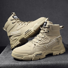 Winter Outdoor Hiking Boots for Men Fashion High Top Casual Shoes Artificial Leather for Leisure Army Boot