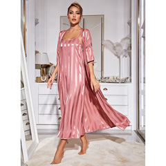 Suspended pajamas women's silk long sleeved -end ice silk pajamas home clothing set