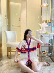 Summer new Mickey cute short sleeve + shorts + trousers three-piece pajamas