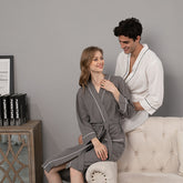 Cotton bathrobe, female nightgown, male sweat steaming suit, couple pajamas, summer long-sleeved thin yukata, absorbent bath suit, home service