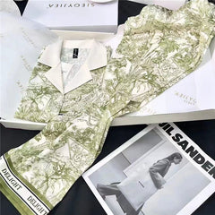 Pajamas women's autumn new long-sleeved cardigan ice and snow silk same style suit ice silk home service