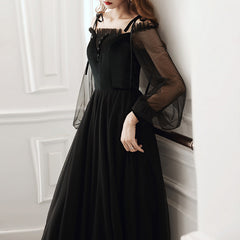 Ladies One Shoulder Long Long Sleeve Black Party Dress Fashion Party Dress