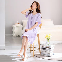 2023 new women's summer cool cotton modal anti-convex sundress with chest pad nightdress home service solid color ladies pajamas