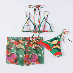 New European and American sexy three-piece bikini skirt swimsuit female spot swimsuit
