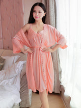Ladies Fashion Sweet Ice Silk Sling Nightdress Nightgown Elegant Romantic Homewear Set