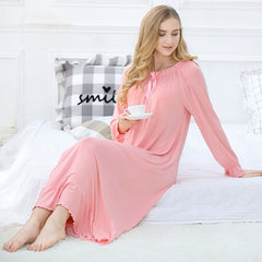 Winter Modal Nightdress for Women Long Sleeve Korean Princess Nightgown Home wear Sleepwear Vintage Nightwear Sleepdress Ladies