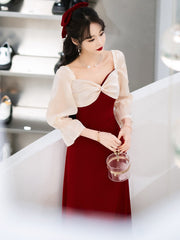 Best-selling new toast dress bride 2022 new winter wedding engagement long red simple fashion daily dress