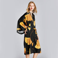 New Maple Pajamas Ladies Spring Summer Pajamas Mid-Length Large Size Bathrobes Dressing Robes Homewear