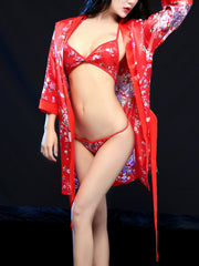 European and American women's simulation silk nightgown and bra set J2JX1308YML