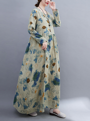 Fat woman plus size clothing 2022 autumn plus size women's fashion print long-sleeved women's dress robe