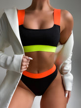 Women's Solid Color Plate Belt Split Swimsuit Sexy Bikini