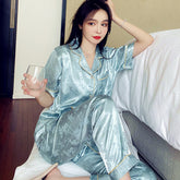 New ice and snow silk pajamas women's summer sweet ice silk suit