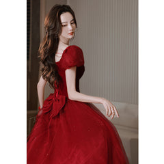 Toast dress bride 2022 new at large autumn long red bridesmaid dress engagement wedding dress skirt female